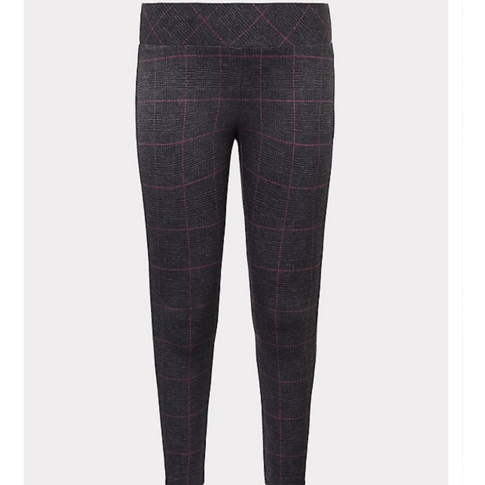 TORRID OOR gray pink plaid knit 'pixie' NWT M/L PANTS ONLY - Picture 2 of 4
